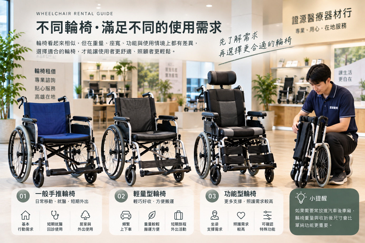 輪椅租借高雄不同輪椅類型與使用差異